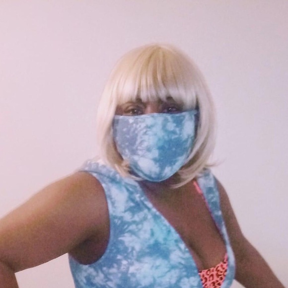 Blue-Hooded Tie Dye Romper / Mask Set - Picture 4 of 5